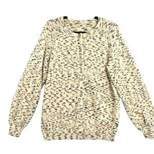 VTG Cottagecore Knit Cardigan M Cream Speckled Boho Indie Retro Grannycore 70s